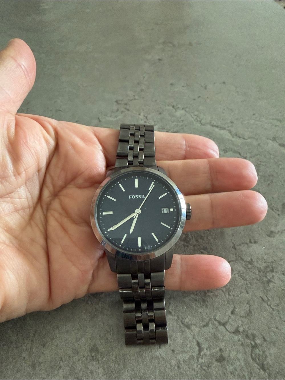 Fossil Men's Gunmetal Stainless Steel Watch with Black Dial
